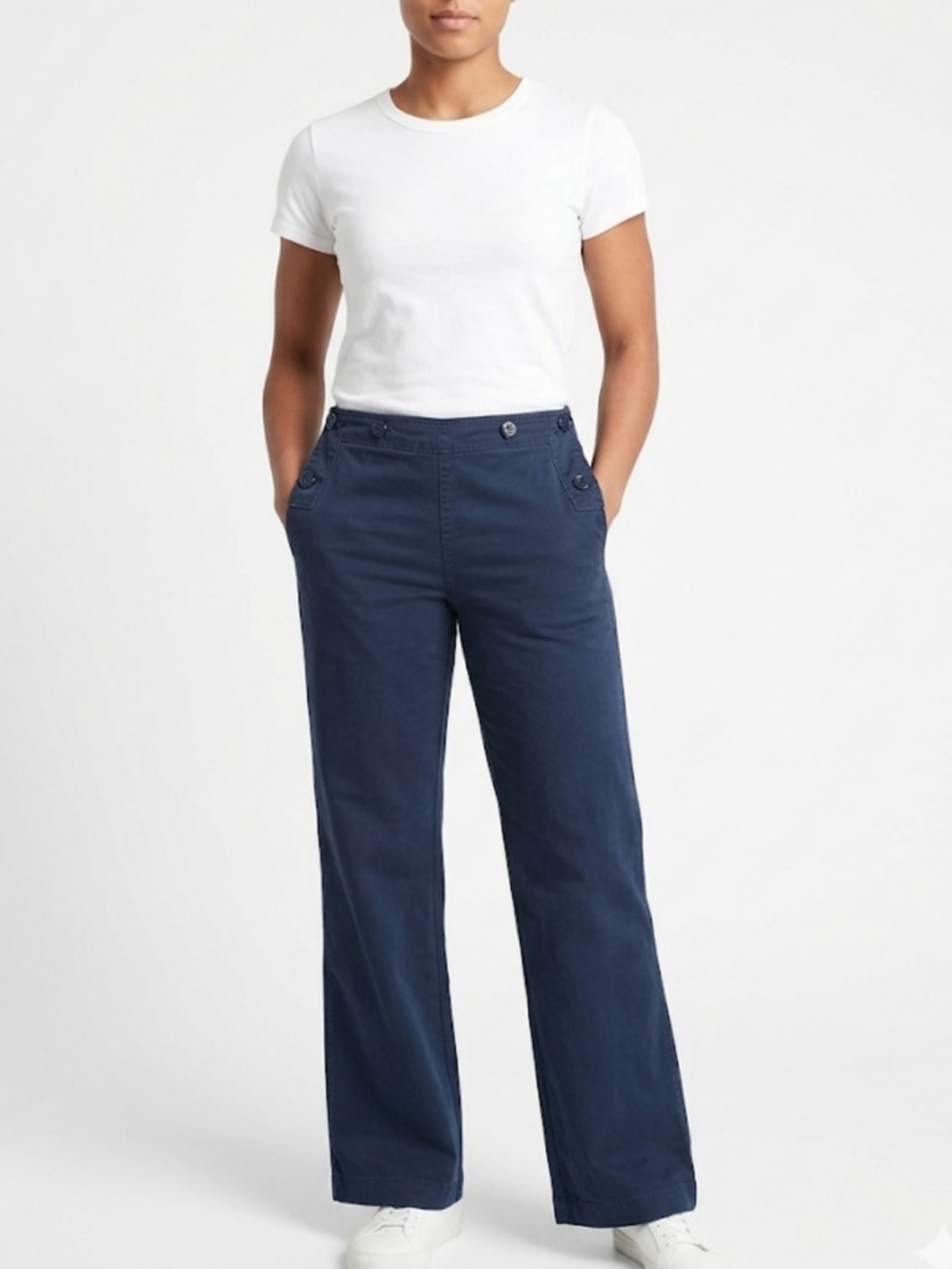 J. Crew Navy Blue Sailor Pants City Fit Wide Leg Anchor Button Size 2
